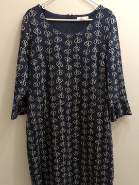 Boden Navy Dress with Cream Vine Print, Women's US 18L